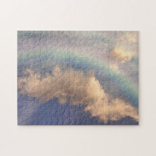 Regenboog met wolken en blauwe hemel legpuzzel