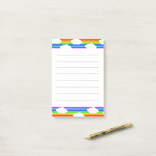Regenboog met wolken post-it® notes (Op bureau)