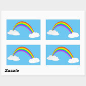 Regenboog met wolken rechthoekige sticker (Vel)