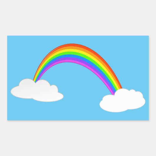 Regenboog met wolken rechthoekige sticker (Voorkant)