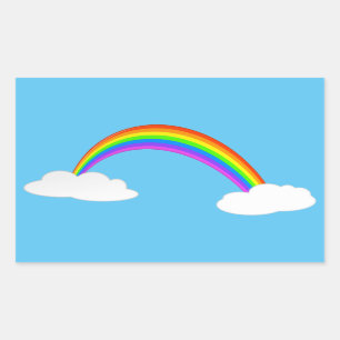 Regenboog met wolken rechthoekige sticker