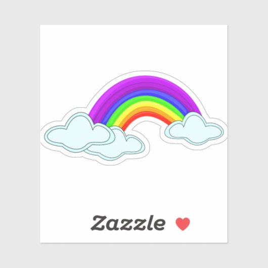 Regenboog met wolken sticker (Vel)