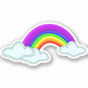 Regenboog met wolken sticker