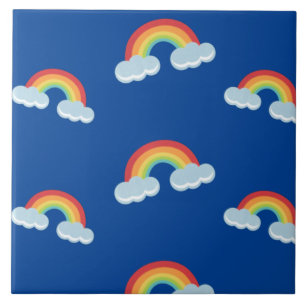 Regenboog met wolkenpatroon tegeltje