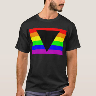 Regenboog met zwarte driehoek voor homoseksuelen e t-shirt