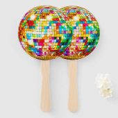 Regenboog Metallic Disco Bal Handwaaier (Voorkant en achterkant)