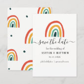 Regenboog, minimaal, bruiloft, gekleurd informatiekaartje (Voorkant / Achterkant)