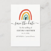 Regenboog, minimaal, bruiloft, gekleurd informatiekaartje (Voorkant)