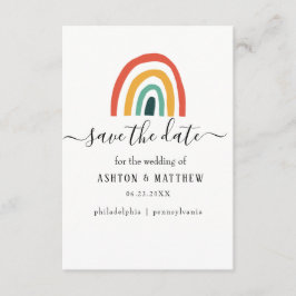 Regenboog, minimaal, bruiloft, gekleurd informatiekaartje