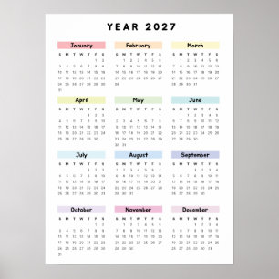 Regenboog Minimalistische 2027 Agenda Poster