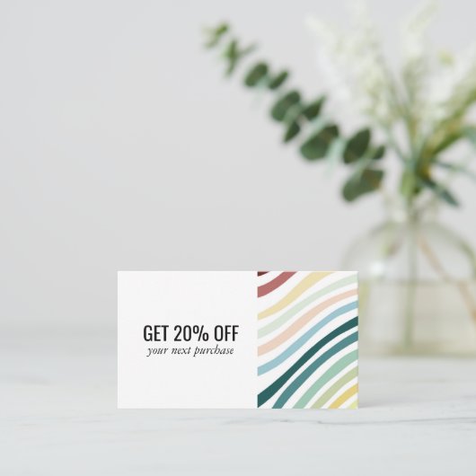 Regenboog Minimalistische Strepen Handgemaakt Kortingskaartje (Staand voorkant)