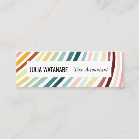 Regenboog Minimalistische Strepen Handgemaakt Mini Visitekaartje (Voorkant)