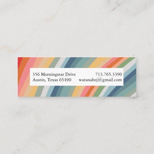 Regenboog Minimalistische Strepen Handgemaakt Mini Visitekaartje (Achterkant)