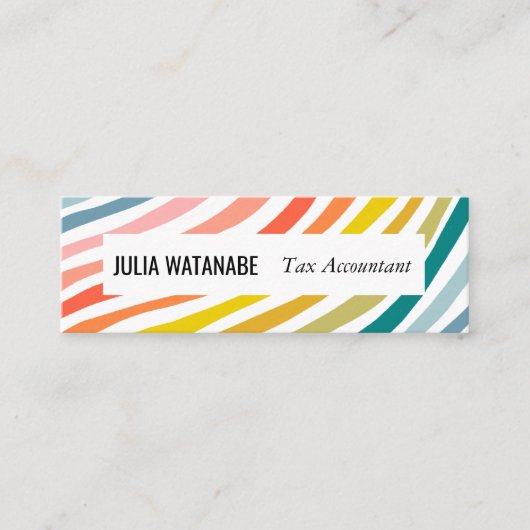 Regenboog Minimalistische Strepen Handgemaakt Mini Visitekaartje (Voorkant)