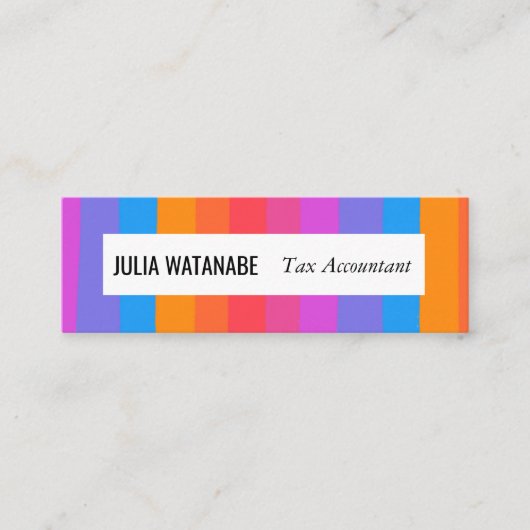 Regenboog Minimalistische Strepen Handgemaakt Mini Visitekaartje (Voorkant)