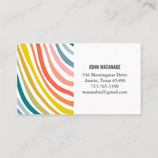 Regenboog Minimalistische Strepen Handgemaakt Visitekaartje (Achterkant)