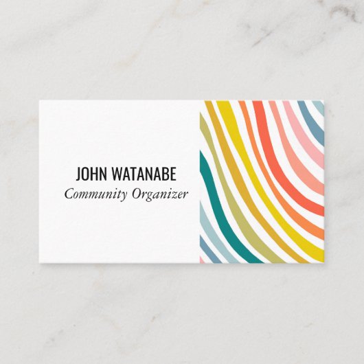 Regenboog Minimalistische Strepen Handgemaakt Visitekaartje (Voorkant)