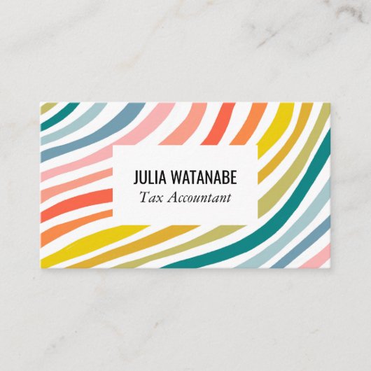 Regenboog Minimalistische Strepen Handgemaakt Visitekaartje (Voorkant)