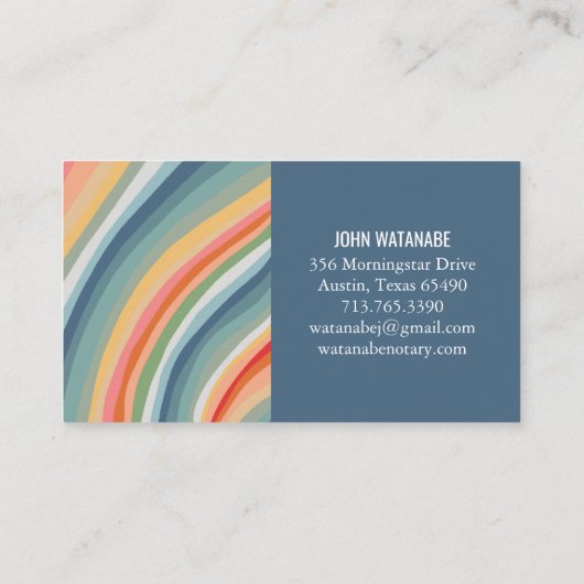 Regenboog Minimalistische Strepen Handgemaakt Visitekaartje (Achterkant)