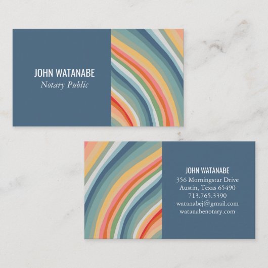 Regenboog Minimalistische Strepen Handgemaakt Visitekaartje (Voorkant / Achterkant)