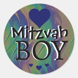 Regenboog Mitzvah Jongen Ronde Sticker