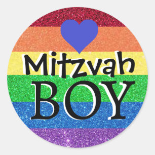 Regenboog Mitzvah Jongen Ronde Sticker