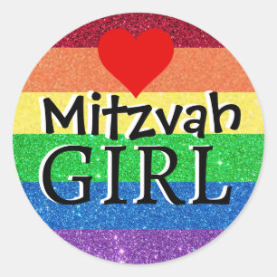 Regenboog Mitzvah-meisje Ronde Sticker