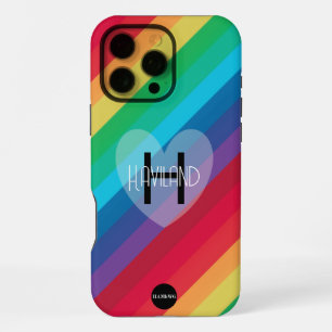 Regenboog Mobiele Telefoonhoes met Hartnaam HAMbWG iPhone 16 Pro Max Hoesje