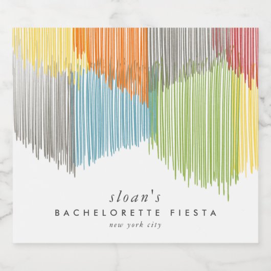 Regenboog Modern Fringe Bachelorette Party Likeurfles Etiket (Enkel label)