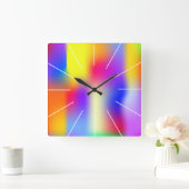 Regenboog modern verloop vierkante klok (Huis)