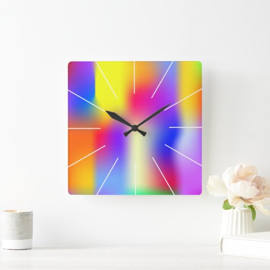 Regenboog modern verloop vierkante klok (Huis)