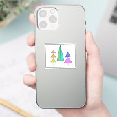regenboog moderne driehoek bomen eenvoudig ontwerp sticker (Telefoon)