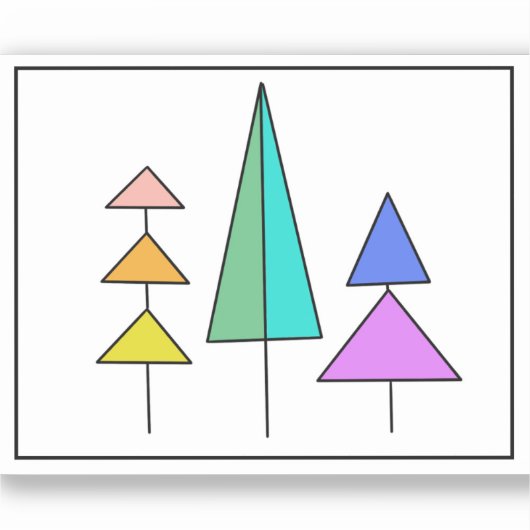 regenboog moderne driehoek bomen eenvoudig ontwerp sticker (Voorkant)