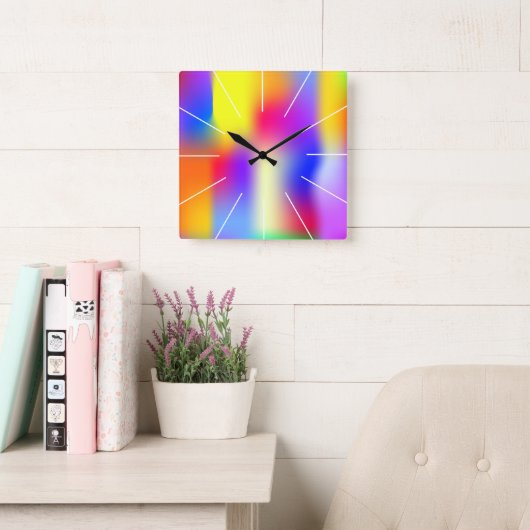 Regenboog moderne gradiënt vierkante klok (Leeskamer)