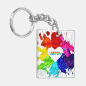 Regenboog Moderne Streep LGBT Sleutelhanger (Voorkant Links)