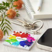 Regenboog Moderne Streep LGBT Sleutelhanger (Voorkant Rechts)