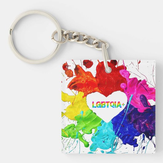 Regenboog Moderne Streep LGBT Sleutelhanger (Voorkant)