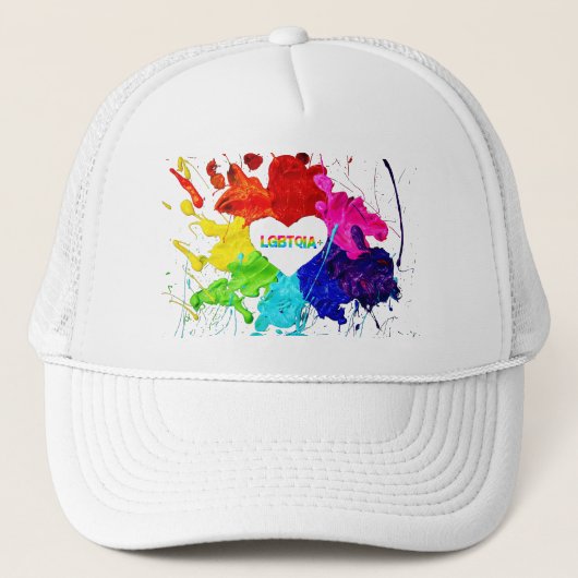 Regenboog Moderne Streep LGBT Trucker Pet (Voorkant)