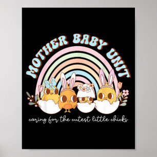 Regenboog moeder baby unit konijn kuiken paasdag m poster