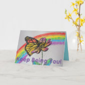 Regenboog Monarch Vlinder Schilderij Wees Jij Kaar Kaart (Gele Bloem)