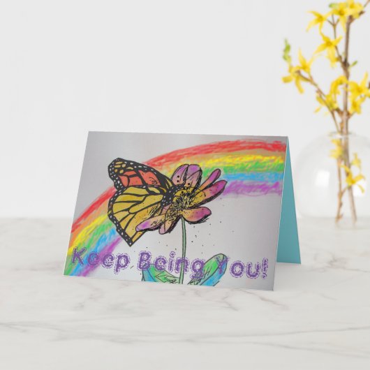 Regenboog Monarch Vlinder Schilderij Wees Jij Kaar Kaart (Gele Bloem)