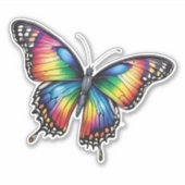 Regenboog Monarch Vlinder Waterdicht Sticker (Voorkant)