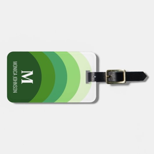 Regenboog Monogram Aangepaste naam Groene Streep Bagagelabel (Voorkant horizontaal)