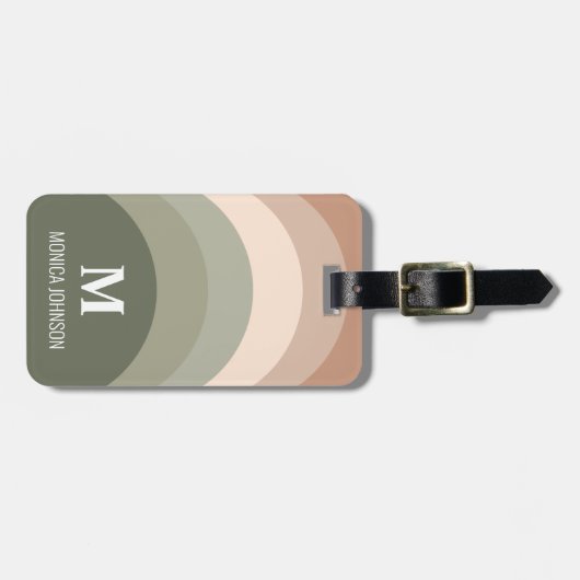 Regenboog Monogram Aangepaste naam  Streep Bagagelabel (Voorkant horizontaal)