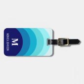 Regenboog Monogram Aangepaste naam Streep Blauw Bagagelabel (Voorkant horizontaal)