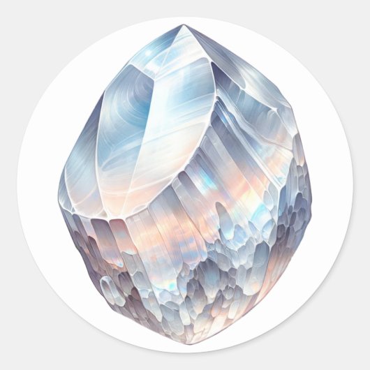 Regenboog Moonstone Crystal Metafysische Healing Ronde Sticker (Voorkant)