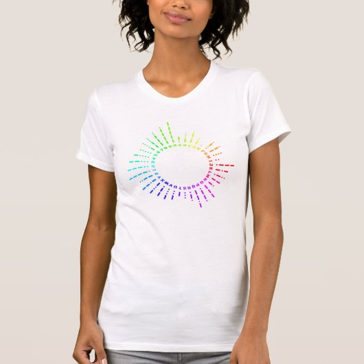 Regenboog morse code t-shirt (Voorkant)