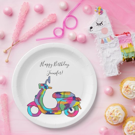 Regenboog Motor Scooter Bromfiets Aangepast berich Papieren Bordje (Feest)