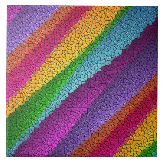 regenboog mozaïek keramische tegel tegeltje (Voorkant)