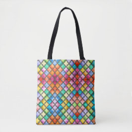 Regenboog mozaïek patroon tote bag